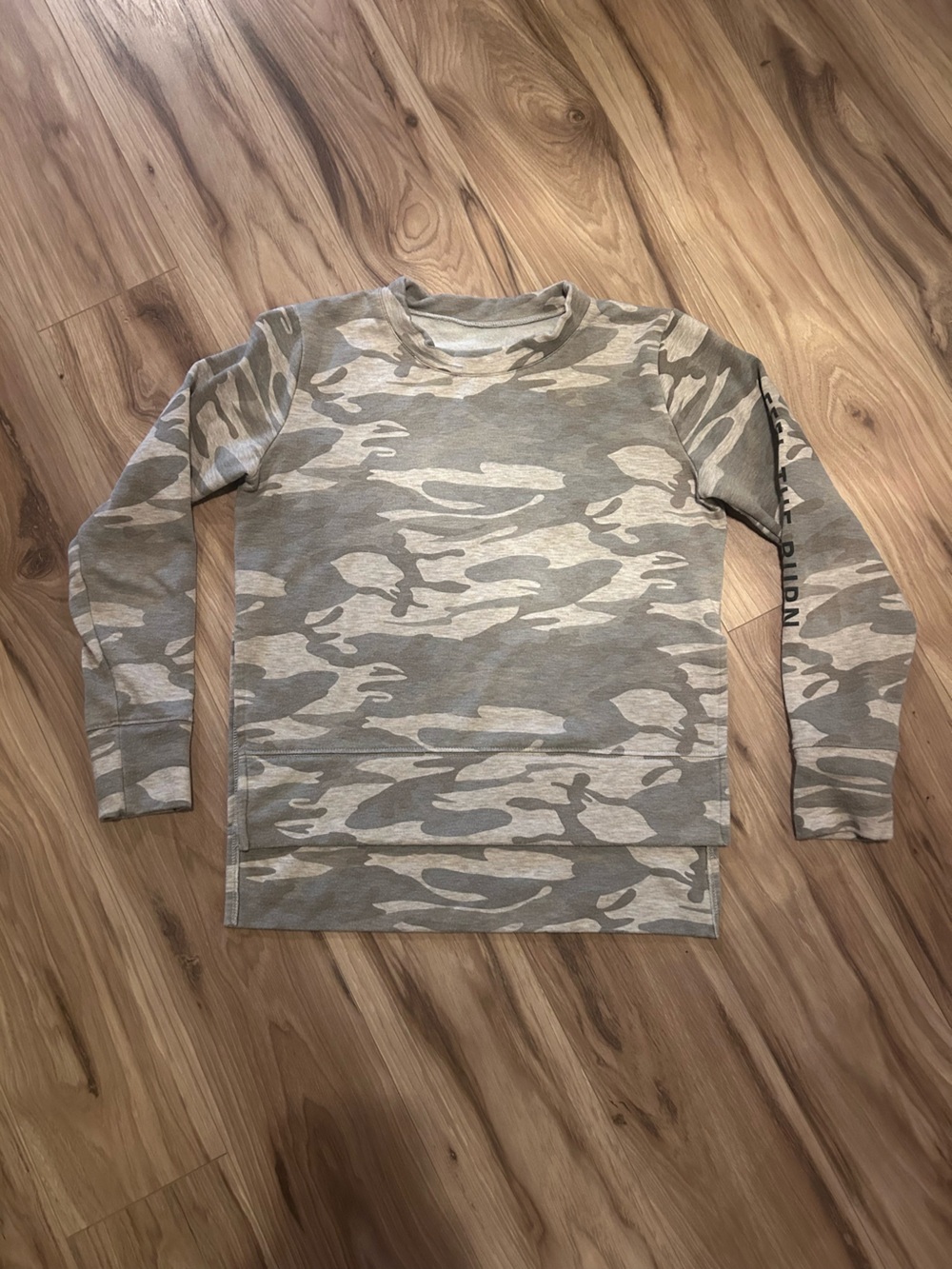 Burn Boot Camp Camo Long Sleeve Crop/Draped Sweatshirt